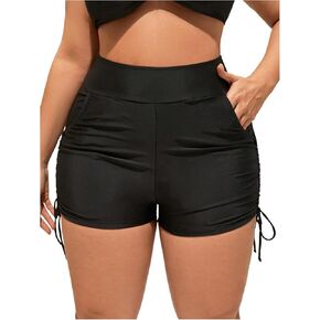 Floerns Women's Plus Sweat Swimwear Bottom High Pherced Chervring Shorts مع جيب