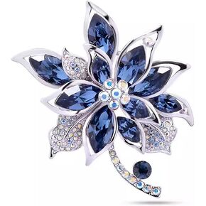 Sparkling Rhinestone Flower Brooch Pin Premium Blue Purple Crystal Flower Brooch Lapel Pins Vintage White Rose Broochs Clothes Hat Bag Dress Clothing Jewelry for Women