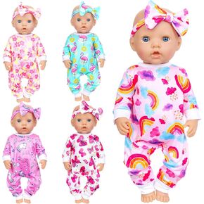 Ecore Fun 5 Sets 14-16 Inch Baby Doll Clothes Dresses Outfits Pjs for 43cm New Born Baby Dolls, 15 Inch Baby Doll, 18 Inch Girl Doll in Kuwait