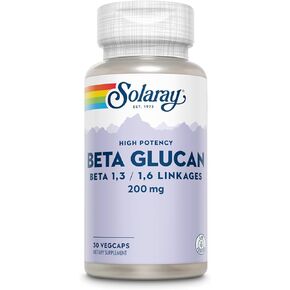 SOLARAY Beta Glucan Supplements - Immune Support - Heart and Digestive Support with Beta Glucan Fiber from Baker's Yeast - High Potency, 60-Day Guarantee - 30 Servings, 30 VegCaps