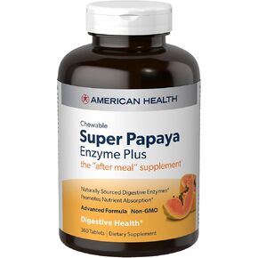 American Health Super Papaya Enzyme Plus - 360 Chewable Tablets - The After-Meal Supplement - Non-GMO - 120 Servings