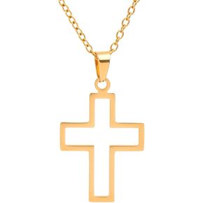 High Polish Hollow Openwork Cross Pendant Necklace for Men Women,Punk Hip Hop Decoration Jewelry