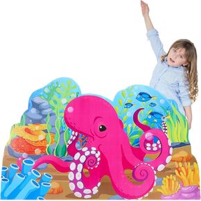 Geelin 35" H Under The Sea Octopus Cardboard Cutout Stand up Life Size Octopus Photo Props Tropical Party Decoration for Under The Sea Life Beach Party Birthday VBS Ocean Events
