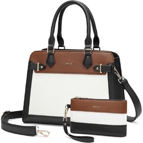 Keyli 2pcs Purses and Handbags for Women, Fashion Vegan Leather Shoulder Tote Bags Top Handle Satchel Bag with Long Strap