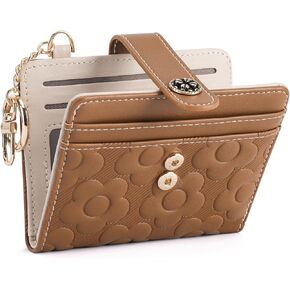 RFID Wallet Women,Slim Small Wallets Embossed Flower Leather Bifold Compact Ladies Girls Wallet with Credit Card Holder Zipper Coin Pocket Green in Kuwait