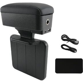 SporacingRts Universal Car Rencrest Box مع حامل الكأس ، منافذ شحن USB & Type-C ، دعم معصم الساعد القابل للتعديل ، منظم وحدة التحكم المركزية لمعظم المركبات