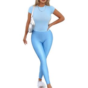 سراويل مثيرة 2 قطعة تم تعيينها للنساء ، قمة المحاصيل في 2000 و Leggings اللامعة ، التخسيس الخروج من ملابس Date Night Club