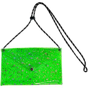 Pink Transparent Star Zipper Bag, Envelope-shaped Mobile Phone Bag with Adjuastable Strap, 9.84 x 5.91 inches