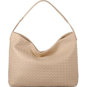 Woven Tote Bag for Women, Lightweight Vegan Leather Crossbody Purse Large shoulder handbag for Travel, Work