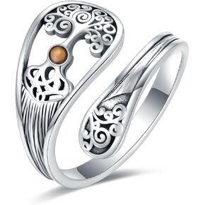 S925 Sterling Silver Mustard Seed Spoon Ring Inspirational Jewelry Faith Gifts For Women