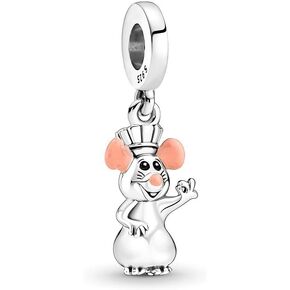 Orange Animal Remy Dangle Charm 925 Sterling Silver Pendant,Jewelry Beads Gifts for Women Bracelet&Necklace A0119