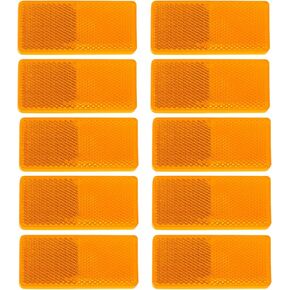 10 Pack Yellow Screw on Rectangular Reflectors for Mailbox, Motobikes, Trailers, Trucks, Boats, Suv's, RV's