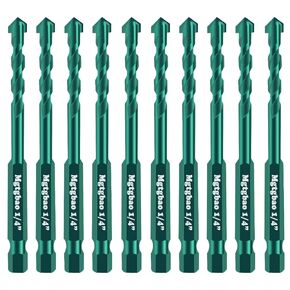 5PC 5/16" Green Concrete Drill Bit Set, Mgtgbao 8mm Masonry Drill Bits for Tile,Brick, Plastic and Wood,Tungsten Carbide Tip Best for Wall Mirror and Ceramic Tile on Concrete and Brick Wall