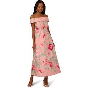 Adrianna Papell Women's Off Shoulder Jacquard Dress