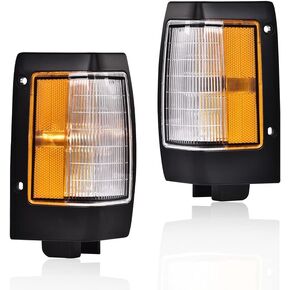 CHEDA Chrome Parking Corner Side Marker Signal Light Lamp Set Compatible with Nissan 1990 1991 1992 1993 1994 D21 1995 1996 1997 Pickup