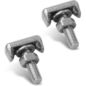 2 PCS Car Power Terminal Bolts, 304 Stainless Steel T-Type Fixed Power Replacement Bolt Nut Washer, Cable Extender Replacement Repair Accessories, Suitable for Most Car Models (Silver)