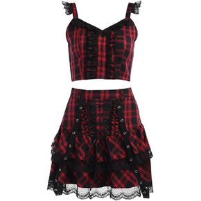 Gothic Mini Dress Spaghetti Straps Cami Dress Fairy Mall Goth Punk Y2k A-Line High Waist Halloween Dresses