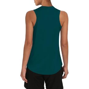 OYANUS Women's Summer Workout Tops Sleeveless Racerback Athletic Tank Top High Neck Loose Fit Running Gym Yoga Shirts Teal-L