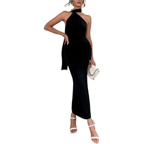 Floerns Women's Halter Neck Sleeveless Backless Bodycon Dress Cocktail Party Maxi Dresses in Kuwait