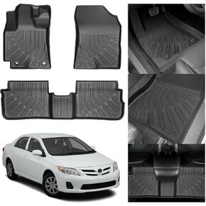Floor Mats for Toyota Corolla 2009 2010 2011 2012 2013, Custom Fit TPE All Weather Protection Floor Liners, Non-Slip Waterproof Floor Mats 2 Row Liner Set