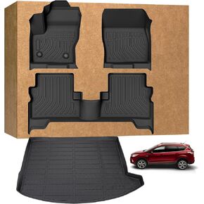 الحصير الأرضية لـ Ford Escape 2013-2019 ، TPE مقاوم للماء غير انزلاق كل مخصص للحماية من الطقس (حصيرة الأرضية وبطانة البضائع)