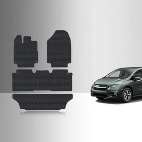TOUGHPRO Floor Mats Accessories 1st + 2nd + 3rd Row + Cargo Mats Accessories for Honda Odyssey All Weather Heavy Duty (Made in USA) Black Rubber 2005 2006 2007 2008 2009 2010