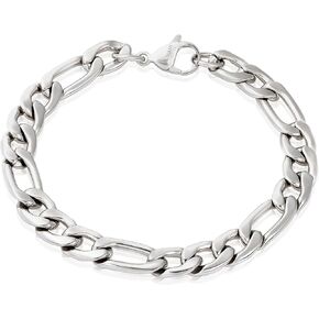 Invicta Figaro Bracelet for Men, Stainless Steel Chain Jewelry, 9.3mm, 8.75"