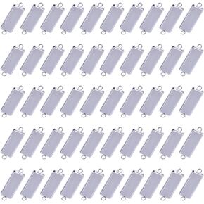 Shapenty 25 × 10 مم مستطيل من الفولاذ المقاوم للصدأ الفولاذ الفراغات المصوّرة قلادة مع حلقات مزدوجة لاتخاذ قرار القلادة مفاتيح المجوهر