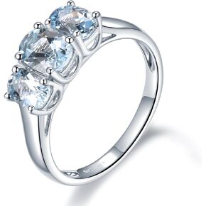 Natural Aquamarine Rings for Women S925 Sterling Silver Real Gemstone March Birthstone Simple Promise Ring Elegant Style Fine Jewelry for Birthday