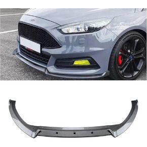 Car Front Bumper Spoiler Splitter Lip for Ford Focus ST MK3.5 2015-2018 2017 Glossy Black Carbon Fiber Look