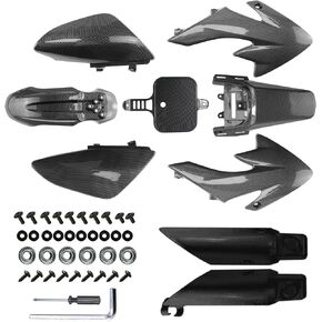 PRO BAT 7 PCs CRF50 Carbon Fiber Fender Kit XR50 Fairing Fender Kit + Fork Suspension Guard Cover Kit Fit for CRF 50 XR 50 SDG SSR 107 110 125 Pit Dirt Bike