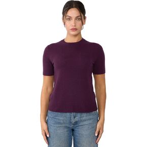 JENNIE LIU Womens 100% Cashmere Crewneck Short Sleeve Sweater