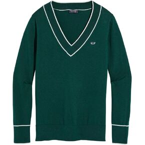 vineyard vines Women's Cotton Cashmere Heritage V-Neck Sweater
