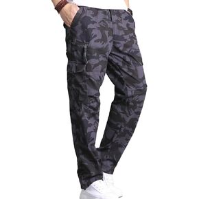 Mens Cargo Pants Elastic Waistband 7 Pockets Hiking Tactical Pants Cotton Cargo Work Pants for Men