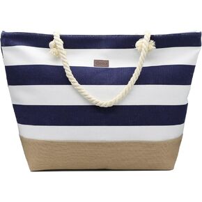 Tote Bag for Women Canvas Beach Tote Bag With Zipper Large Shoulder Bag Top Handle Handbag for Travel Work Gym