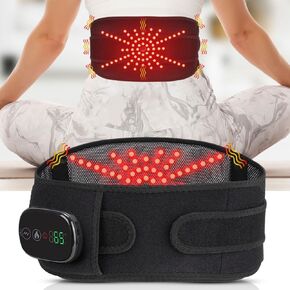 Cordless Massage Heating Pad for Back Lumbar Abdomen, 103 Red Light Beads, 3 Heat & 3 Vibration Modes, 5000mAh Battery, Waist Heated Brace Belt for Period Cramps