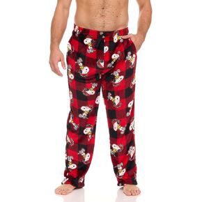 Peanuts Men's All Over Print Pajama Pant, Adjustable Elastic Waistband - Men Women Unisex Plush Fleece Sleepwear