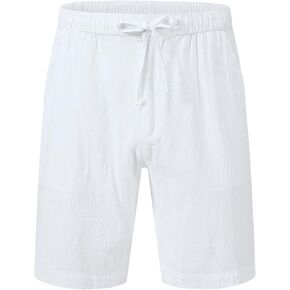 YuKaiChen Mens Casual Linen Shorts Summer Beach Vacation Lightweight Shorts Elastic Waist Drawstring Loose Fit