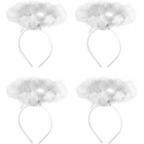 Willbond 4 PCS Angel Headbands White Feather Crown Heverpiece Conte Assume Assume for Women Girls Party Cosplay