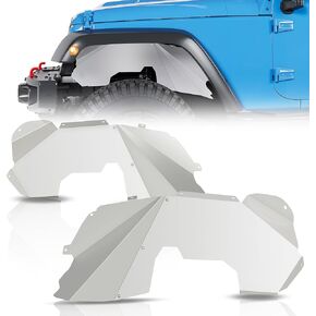 HECASA Front Inner Fender Liners Compatible with 2007-2018 Jeep Wrangler JK JKU Unlimited Sport Sahara Rubicon 2/4 Doors, Lightweight Aluminum Wheel Well Liners Splash Guards