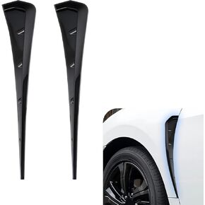 Pack-2 Car Fender Side Air Vent Modification Cover, 16.53" x 3.54" PVC Rust-proof Durable Perfect Fit Decoration, Air Flow Intake Hole Grille Spoiler, Universal for Cars (Glossy Black)