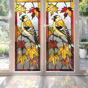 Hummingbird & Roses Stained Glass Window Film, Decorative Hummingbird & Roses Stained Glass Window Film, Hummingbird & Roses Stained Glass Window Film for Bathroom Door Heat Anti UV RA02 in Kuwait