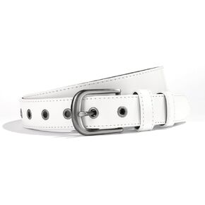 Women Leather Belt for Jeans Pants Dresses Fashion Casual Ladies Waist Belt with Pin Silver Gray Buckle