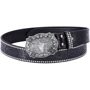 Women's Studded Vintage Cowgirl Belts Western PU Leather Waist Belts Country Concert Accessory