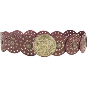 Mingseecess Women’s Retro Hollow Out Leather Belter Round Belt Y2K Vintage Weistband