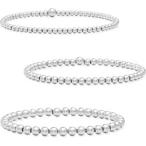 RS Pure by Ross-Simons Italian Silver Silver Jewelry Set: 3-5mm Bead Stretch Bracelets