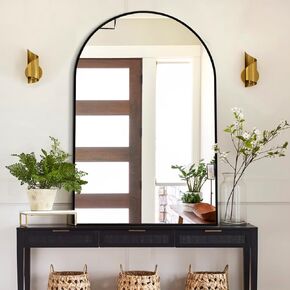 Arched Mirror 30x40, Black Bathroom Mirror, Large Wall Mirror 30 x 40 Inch, Metal Vanity Mirror for Wall, Wall Mounted Mirror with Aluminum Alloy Frame for Bathroom, Living Room, Entryway