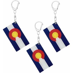 Colorado Flag Keychain - Double Sided Acrylic D Shape Chains Colorado People Flags Key Chains Men and Women Style Car Key chain Gifts Decoration (3 Pcs)