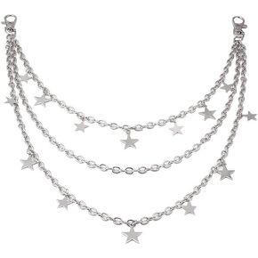 Pants Chain for Men Women Multi-Layer Hip Hop Metal Wallet Chain Punk Chain Belt Jeans Star Pocket Chain Cross Chain for Pants Crescent Emo Accessories Butterfly Pants Chain