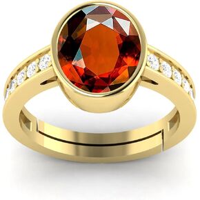 3.25 Carat 6X8 MM Oval Gomed Hessonite Birthstone 22 k Gold Plated Jewellery Ring (Gemstone Tested By Lab Certificate)